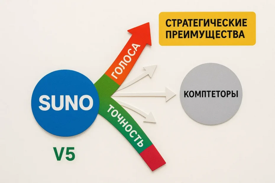 Suno против конкурентов: v5, точность, голоса и стратегические преимущества